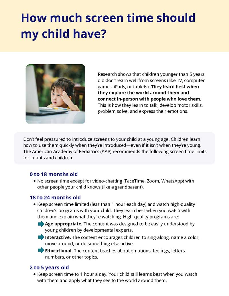 How much screen time should my child have flyer