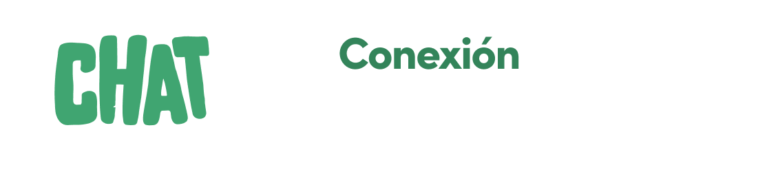 Green background with "CHAT" in a speech bubble to the left. Text reads "Family Connection for Healthy Futures," suggesting communication and unity.